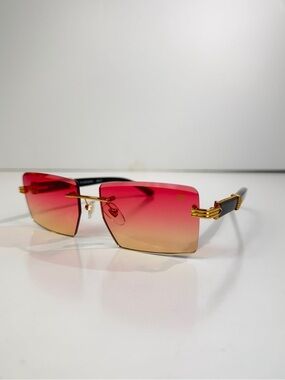 Vintage Frames Co Icon Buffs Sunglasses 24KT Gold Black Buffalo Horn 1/100 Set